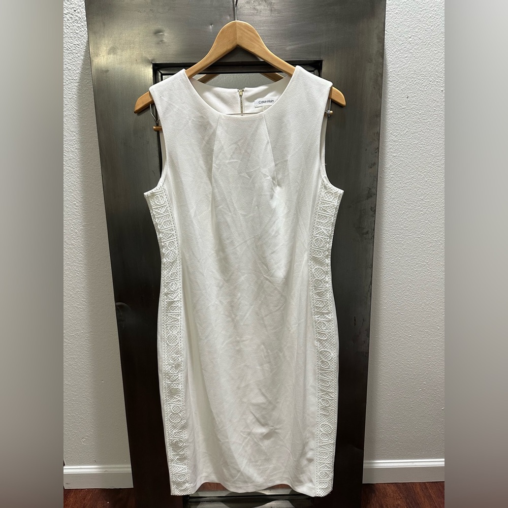 NWT Cream Calvin Klein White Sleeveless Dress